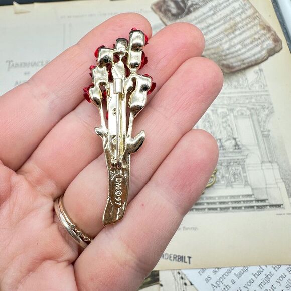 Vintage Red Flower Bouquet Arrangement Brooch Pin - Picture 4 of 4